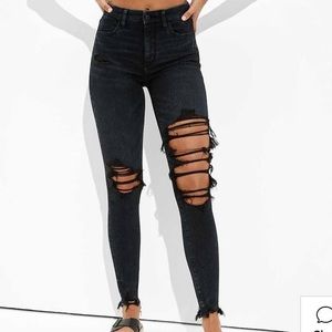 Black American Eagle Ripped Skinny Jean